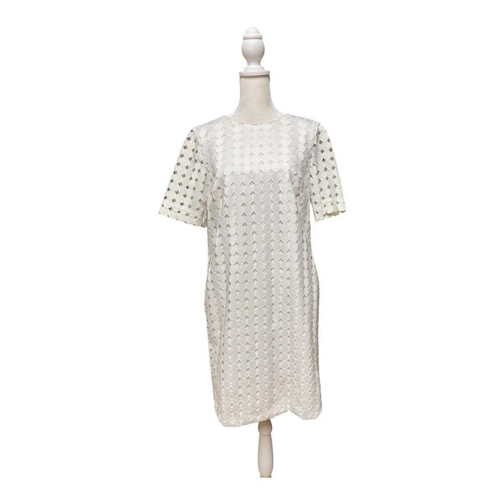 Banana Republic Dress 6 White Eyelet Lace Cutout Shift Short Sleeve Lined
